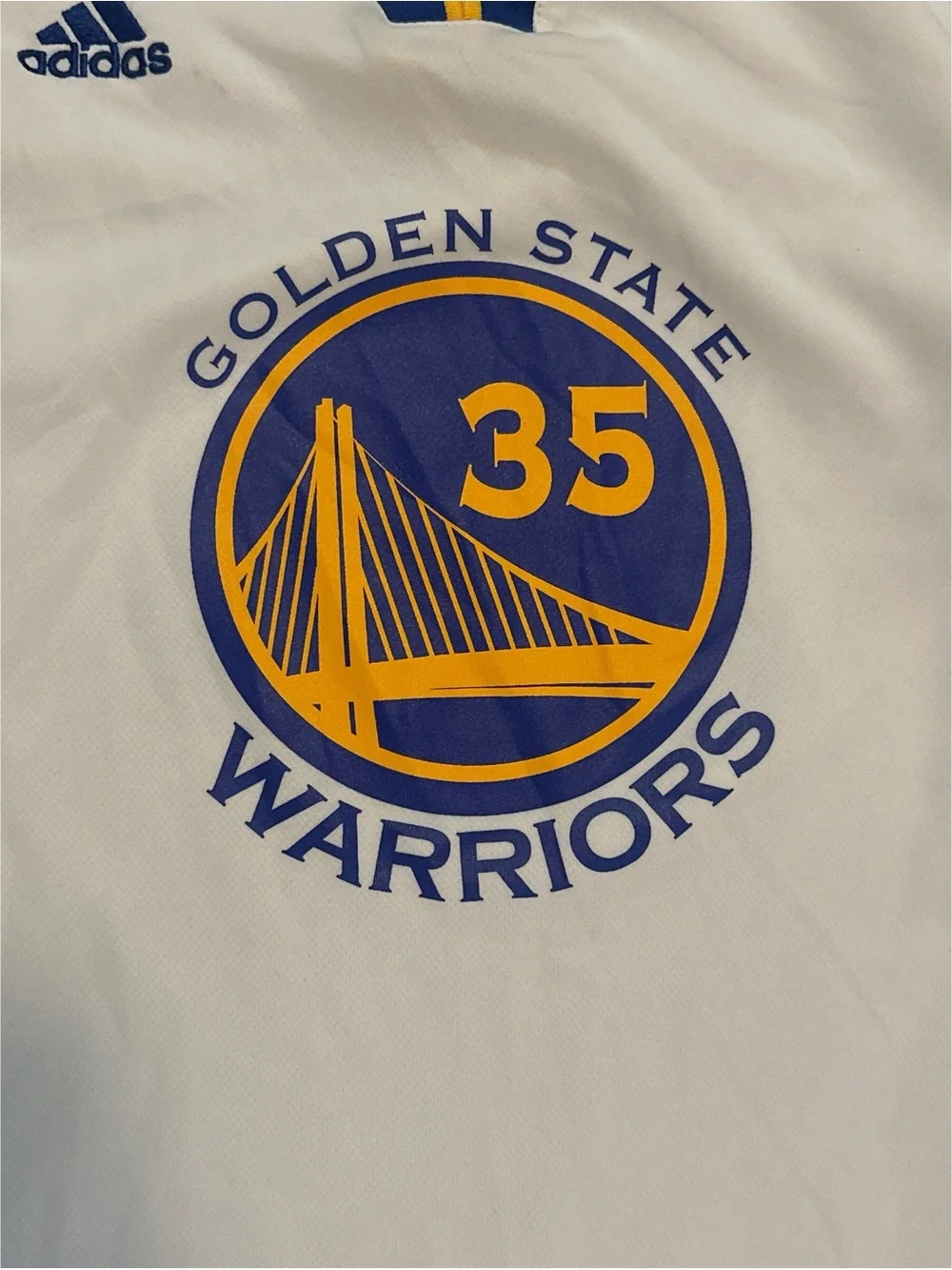 adidas White Golden State Warriors Kevin Durant Size Large